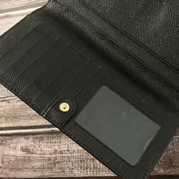 Coach Black Leather Pouch with Gold Accent and wrist strap - Picture 7 of 11